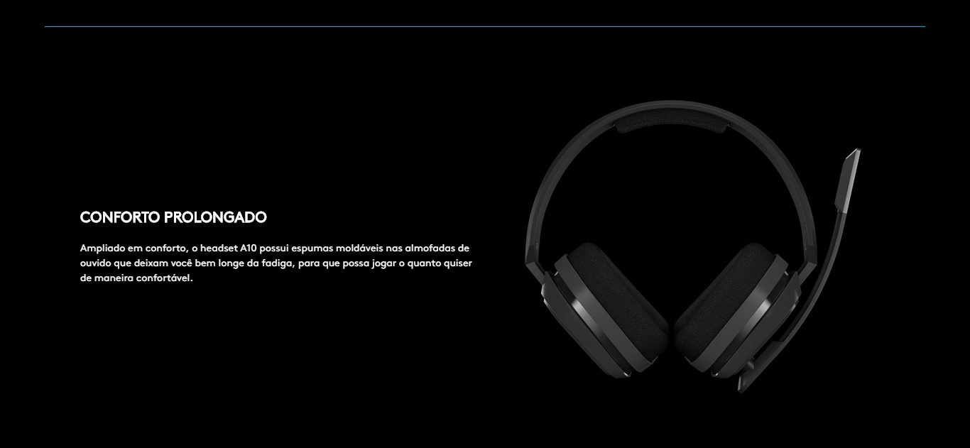 Headset Gamer Logitech Astro A10 PS4 com Fio Preto/Azul